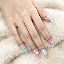 1/2/5pcs Universal Size Adhesive Nail Art Display Rings, Personalized Diamond Embedded Metal Nail Rings, Nail Photography Display Tools, Reusable Nail Rings, Detachable Nail Tip Rings - Multicolor - View 3