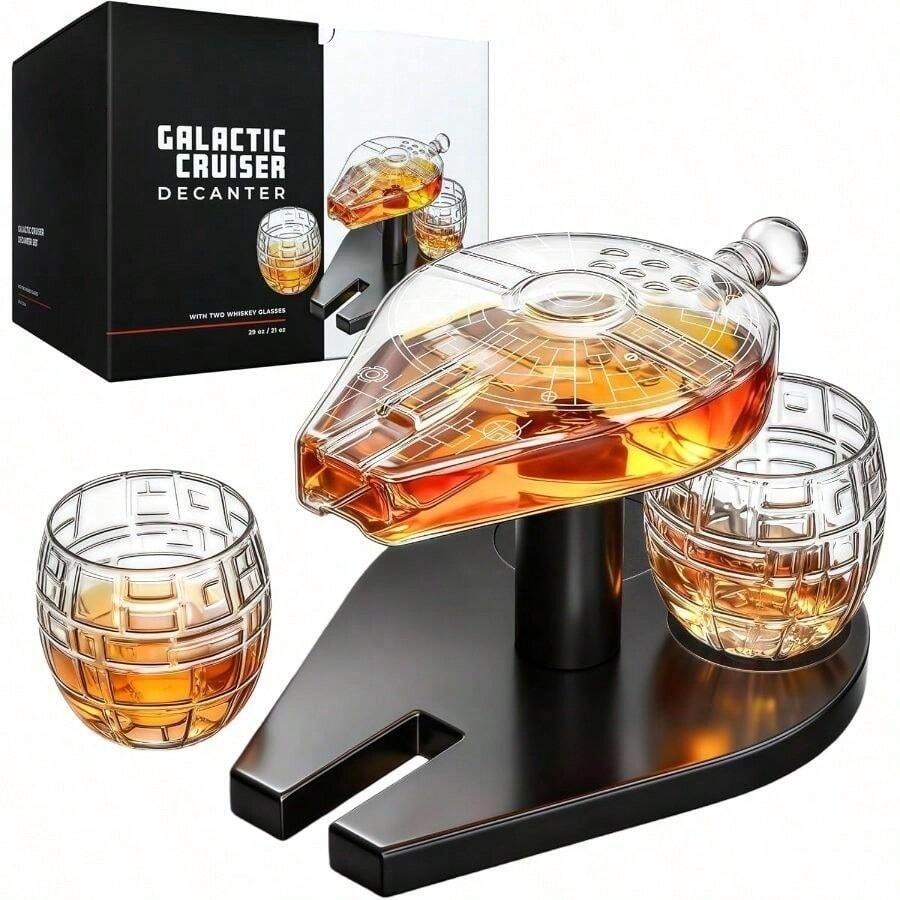 Galactic Cruiser Whiskey Decanter And Glass Set Limited Edition Space Theme Unique Gift For Men Dad Brother Whiskey Lovers Home Bar - View 1