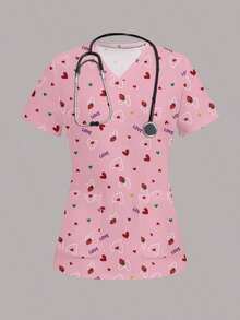 Top de pijama con estampado de dibujos animados para mujer - Multicolor 4 - Ver 4