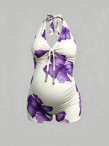 Jumpsuit Hamil Parara, Model Panjang Serbaguna, Potongan Longgar yang Menawan, Desain Minimalis Elegan untuk Musim Panas - Purple - View 8