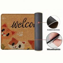 1pc Cat Pattern Printed Linen Kitchen Rug, Doormat, Bath Mat, Hallway Mat, 3D Printed Rectangle Carpet For Living Room, Bedroom, Corridor, Bathroom, Laundry Room - Polyester Rug For Indoor And Outdoor Home Decor - Multicolor - View 8