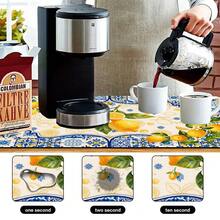1pc Dish Drying Mat, Coffee Machine Mat, Blue & White Floral Border With Yellow Lemon Fruit Pattern Absorbent Draining Mat, Suitable For Dining Table, Cafe, Multi-Purpose Drainage Pad, Home Gift, Tabletop Decor - XYLSD-352 - View 7