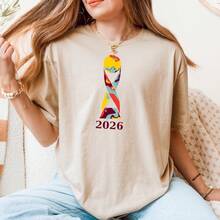 CAMISETA UNISEX DE MANGA CORTA CON TEMÁTICA DE LA COPA MUNDIAL 2026, NUEVA, DE ALGODÓN PURO, CASUAL, DE TALLA GRANDE, DE CUELLO REDONDO Y CORTA. - Negro - Ver 4