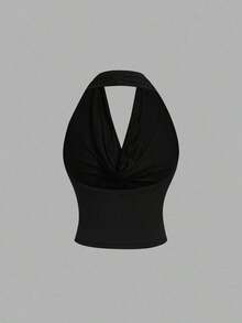 Camiseta de tirantes ajustada de un solo color con 3 formas de usar para mujeres - Multicolor 3 - Ver 5