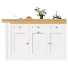 Extendable Bar Table With Storage, Folding Dining Table With Drawer And Snack Shelf, Sliding Bin Holder (Bin Not Included), Space-Saving Design Ideal For Small Apartments And Kitchens, White - 白色 - 查看 11