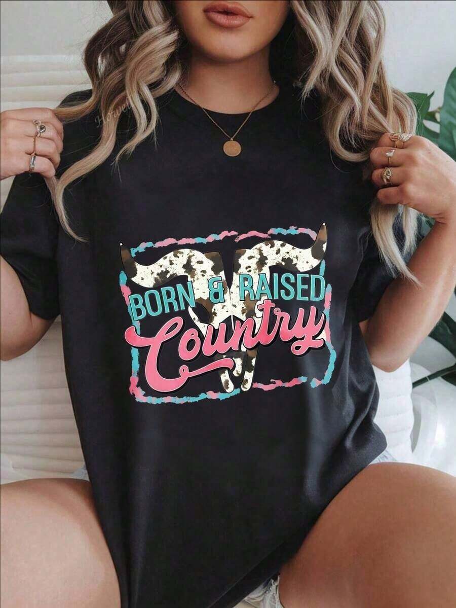 Camiseta Casual de Moda para Mujer con Estampado de Vaca Vintage, Adecuada para Todas las Temporadas
BlackFashion - Negro - Ver 1