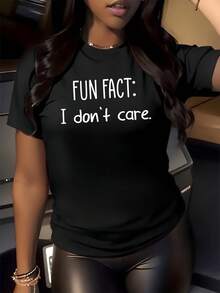 Frase divertida que expresa una actitud relajada y segura transmitiendo independencia y confianza con letras blancas sobre fondo oscuro camiseta de mujer casual moderna cómoda para uso diario - Negro - Ver 8