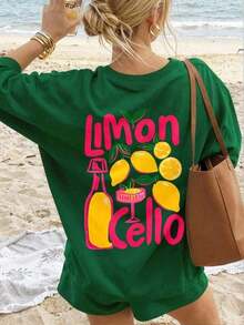 Women's T-Shirt, Y2K Style, New For 2026, Cute And Casual. Tropvida Women's T-Shirt, Urban Casual Style With Graphic Print, Short Sleeve, Cute Summer Top, 180g (S-), Lightweight Cotton. - 綠色的 - 查看 5