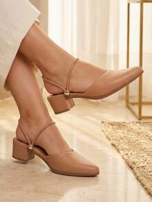 Women's 2 In 1 Mule Heel Medium Heel - 乾枯玫瑰色 - 查看 1