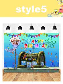 SpongeBob SquarePants SquarePants Series Birthday Party Backdrop Fabric - Multiple Styles Of Cartoon Printed Party Banners For Event Photography And Decoration Of Walls - Multiple Styles - View 16