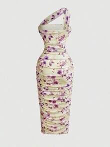 Vestido sin mangas con pliegues asimétricos de estilo vintage para mujer - Multicolor 2 - Ver 6