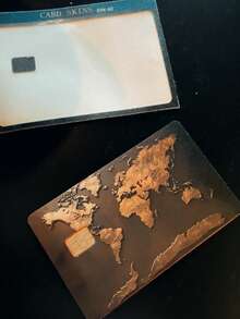复古欧式青铜世界地图信用卡贴纸（2D平面，非3D），适用于EBT卡、交通卡、钥匙卡、信用卡、借记卡、银行卡保护，无气泡，高品质，专为小型卡片设计 - 均碼 - 查看 9