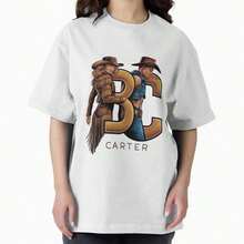 Oversized T-Shirt With Exclusive Cowboy Carter Cover By B1Eyonce220G. Essential Unisex AL1Godn T-Shirt, 220g Of Unique Softness. Designed To Fit All People, Men And Women Alike. Durable, High-Quality Fabric, Ready For Any Cut, Delicate To The Touch But Built To Last. Lightweight Tops For Women, Perfect For Fall Outfits, Vacation Wear, And New Year's Costumes. - 白色 - 查看 1