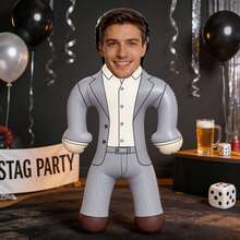 1 boneco inflável personalizado com o rosto do noivo, presente divertido e personalizado para festa de aniversário na praia, presente engraçado para despedida de solteiro, presente para noiva, boneco inflável, lembrancinha de casamento, Dia dos Pais, ocasião especial - Multicolorido - Ver 4