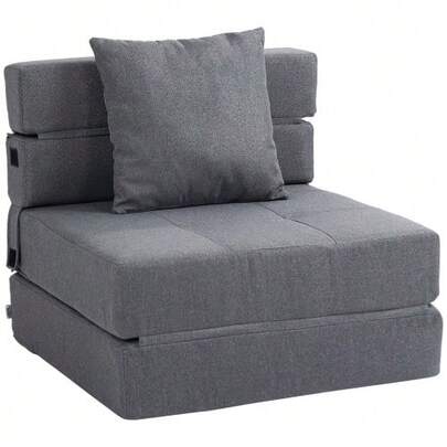 2-In-1 Folding Armchair Bed, Weight Capacity Up To 100 Kg, Sofa Bed, Folding Armchair With Bed Function, Reclining Armchair, Guest Bed, Dark Grey