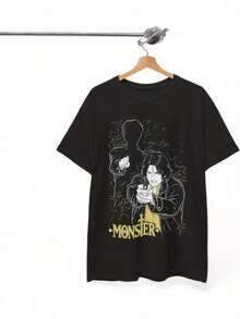 Camiseta informal holgadaRetro Spooky Ghost & Castle Graphic Tee, Vintage Monster Casual T-Shirt, Edgy Y2K Crew Neck Top,Dulce niña,Camisa de manga corta para hombre,Camiseta de mujer de algodón puro,Retro Y2K,Láminas de anime,Ropa de apoyo esencial para la Copa del Mundo,Camisetas con diseños gráficos para niños pequeños, - Negro - Ver 6