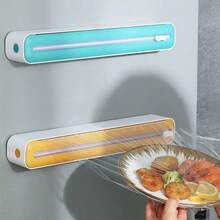 1 cái hộp đựng màng bọc thực phẩm 2 trong 1 kèm dao cắt, hộp đựng màng bọc thực phẩm có lưỡi cắt trượt, dao cắt màng bọc thực phẩm có cốc hút có thể nạp lại, hộp đựng màng bọc thực phẩm nhà bếp, giá đỡ cắt túi giữ tươi, hộp đựng màng bọc thực phẩm đa chức năng kèm dao cắt - nhiều màu - Xem 3