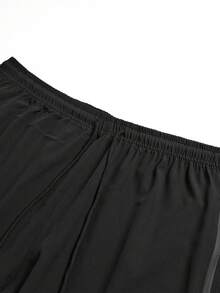 Plus Size Men's 7-Inch Sports Shorts, Black Baggy Pants, Zipper Pockets, Elastic Waist & Lightning Print, Summer Casual - Black - View 5