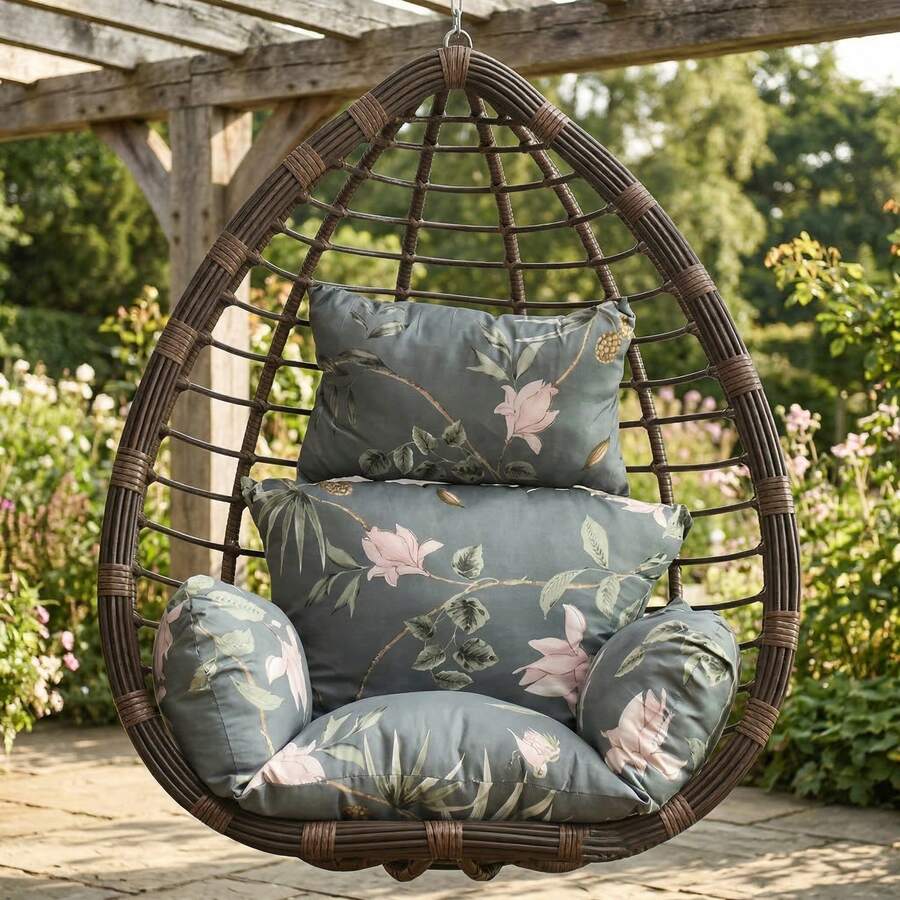 Thick Swing Chair Cushion, Soft Hammock Seat Pad, Breathable Hanging Egg Chair Pillow, Indoor/Outdoor Cozy Lounger Pad, Removable & Washable - 花 - 查看 1