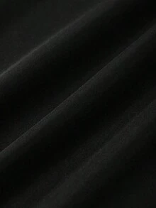 Pantalones anchos de mujer de cintura alta con pliegues y botones - Negro - Ver 8