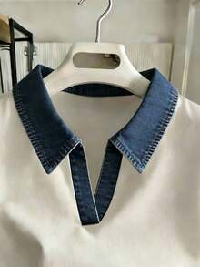 Camiseta de mujer casual y versátil con cuello polo y mangas cortas en bloques de color, regalo para ella / regalo de vacaciones - Multicolor 2 - Ver 3