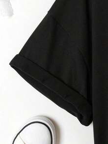 Women's Classic Summer T-Shirt, Casual, Short Sleeve, Round Neck, Size - Black - View 4