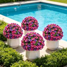 Luxury Large Outdoor Artificial Flowers, Multi-Color Plectranthus Groundcover Floral Arrangement, Groundcover Tree Flowers With Support Frame, UV-Resistant Artificial Mixed Shrub Floral Arrangement, Suitable For Indoor And Outdoor Summer And Autumn Decoration: Home Decor, Hotel Garden, Wedding, Vacation Scenes, Garden Decoration - Multicolor - View 8