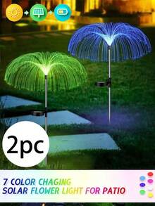 1個|2個 太陽能花園燈,戶外防水太陽能水母草坪燈,單層/雙層太陽能花燈,隨風搖擺 7色可變太陽能插樁燈,適用於小徑、婚禮、花園、露營、節日、派對、聖誕節、萬聖節裝飾 - 水母地插燈 - 查看 16