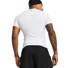 Under Armour HeatGear 男子專業健身訓練跑步運動壓縮緊身短袖 T 卹 - 白色 - 查看 2