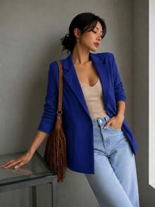 Women Blazers - Blue - View 4