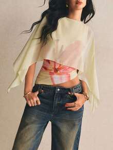 Blusa casual con cuello chal marrón para mujer, blusas elegantes para mujer, blusas casuales para mujer, apropiada para uso diario, salir, ir y venir en otoño/invierno, blusa de manga de murciélago, blusa marrón café, blusa marrón oscuro - Albaricoque 2 - Ver 4