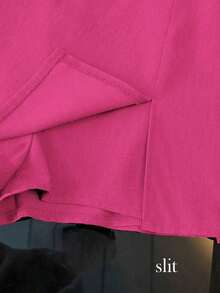 Pantalones cortos/falda/culotte/shorts de mujer de tela suave y texturizada de cintura alta con abertura, de uso versátil y casual, para primavera/otoño - Rosa Fucsia - Ver 4