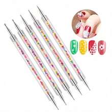 LANDOT 5pcs Double-Ended Rhinestone Picker Tool Set, Suitable For DIY Nail Art Decoration And Nail Salon Use - Baby Pink - View 3
