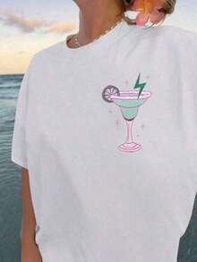 Camisetas con estampados para mujer, camisetas de primavera para mujer, conjuntos de verano para mujer, camisetas frescas de verano, estilo unisex. - Blanco - Ver 3