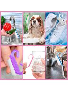 1/4pcs Plastic Multi-Color Nail Brush, Hand Cleaning Brush, Nail Care Soft Bristle Cleaning Tool - Multicolor - View 6