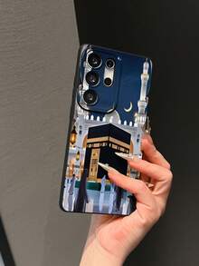 Festival 1件裝黑色液態矽膠 TPU 防震手機殼，UV 印刷卡通伊斯蘭麥加清真寺圖案，適用於 iPhone/GALAXY - 彩色 - 查看 7