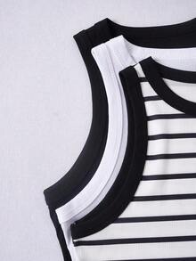 Camiseta De Mujer Con Cuello Redondo De Color Sólido En Verano Para Uso Casual - Multicolor 6 - Ver 4