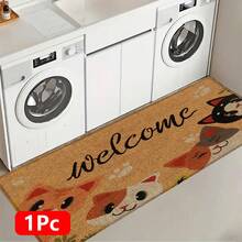 1pc Cat Pattern Printed Linen Kitchen Rug, Doormat, Bath Mat, Hallway Mat, 3D Printed Rectangle Carpet For Living Room, Bedroom, Corridor, Bathroom, Laundry Room - Polyester Rug For Indoor And Outdoor Home Decor - Multicolor - View 14