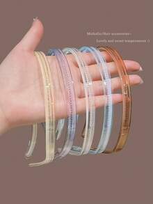 5/1PC Băng đô cài tóc đơn giản, mỏng, trong suốt, có răng cưa, chống trượt, kiểu dáng ôm sát đầu, dùng cho nữ, kẹp tóc, phụ kiện đội đầu - Nhiều màu - Xem 5