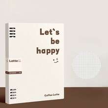 1本「Let's Be Happy」微笑臉活頁筆記本，極簡8孔設計，120張/240頁，可拆卸可替換厚紙，學生與上班族適用螺旋筆記本，學習會議記錄用 - 網格款 - 查看 9