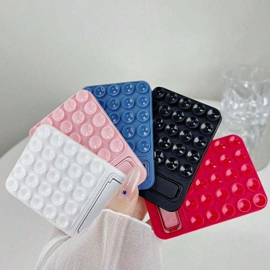 1pc Strong Suction Cup Universal Adhesive Holder, Suitable For Phone Case, Anti-Slip Pad, Folding Stand, Universal Creative Accessory, Supports Horizontal And Vertical, Suitable For Kitchen, Bathroom, Selfie, Live Streaming