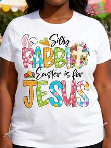 La elegante camiseta diaria de Pascua con diseño de conejo divertido está diseñada para la religiosa y cristiana Pascua de Jesús. Es una camiseta de tela duradera, 100% algodón puro, con estampados festivos. Tiene un ajuste cómodo y es un regalo de Pascua adecuado para hombres, mujeres y amigos. Presenta un estampado temático y es una camiseta de moda elegante para fiestas de Pascua. - Blanco - Ver 7