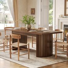 LITTLE TREE 78.7" Extra Long Dining Table For 6-8 People, Large Farmhouse Kitchen Table With Wooden Tabletop, Rustic Style Rectangular Dinner Table For Dining Room, Kitchen, Living Room, Walnut - Walnut Brown - View 2