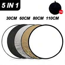 5 In 1 Round Reflectors Collapsible Photography Fill Light Batter Diffuser Accessories Multi-Disc Outdoor Photos Backdrops Props, Photography Reflector, Light Reflector, Studio Lighting, Photo Backdrop, Collapsible Reflector, Fill Light, Diffuser, Photography Accessories, Outdoor Photography, Backdrop Props - 30cm - Xem 1