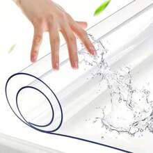 1pc Soft Glass Transparent Table Mat, PVC Clear Dining Table Pad, Minimalist Solid Color Desk Protector, Waterproof Oil-Proof Transparent Table Mat, Heat-Resistant Tabletop Protective Pad, Suitable For Student Desk, Computer Desk, Home Desk In Various Sizes - Transparent - View 15