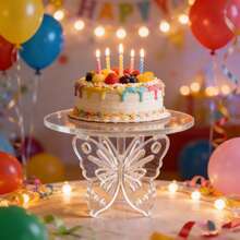 Creative Butterfly Shaped Acrylic Cake Stand, Bright Color Dessert Display Rack, Suitable For Wedding And Birthday Party Cake Tray, Decorative Display Base, Transparent Base Suitable For Displaying Hand Puppets And Dolls - Multicolor - View 3