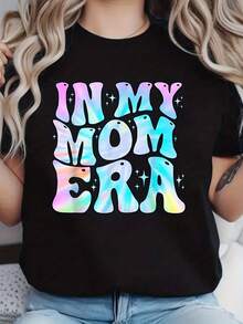 Talla Grande - Talla Grande - Camiseta con Gráfico Groovy de la Era de Mi Mamá | 100% Camiseta Casual de Manga Corta con Cuello Redondo para Mujer con Patrón Geométrico, Tejido Ligeramente Elástico para el Día de la Madre - Negro - Ver 2