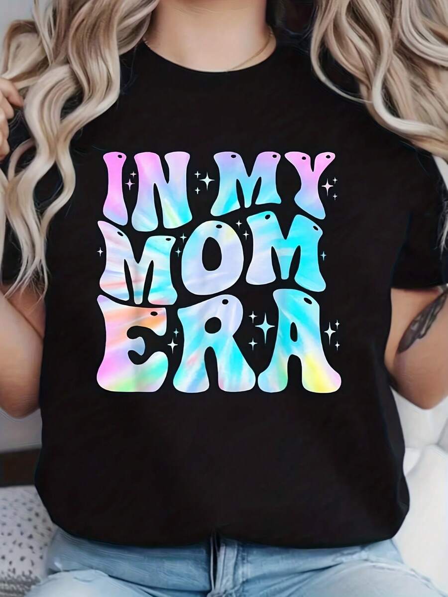 Talla Grande - Talla Grande - Camiseta con Gráfico Groovy de la Era de Mi Mamá | 100% Camiseta Casual de Manga Corta con Cuello Redondo para Mujer con Patrón Geométrico, Tejido Ligeramente Elástico para el Día de la Madre