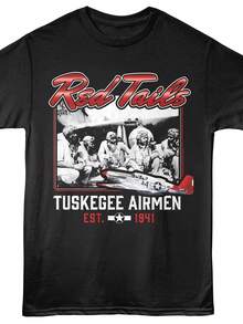 Camiseta de hombre con estampado de la foto de los Tuskegee Airmen Red Tails, cuello redondo, corte regular, para todas las estaciones, manga corta, con imágenes históricas. Una camiseta de manga corta adecuada para el hogar, uso diario, fiestas y viajes, perfecta como regalo para amigos o familiares. - Negro - Ver 6
