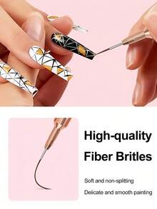 5 pièces/set - 1 pièce Stylo pour nail art à pointe ultra fine, convient pour les designs précis. Le stylo de conception artistique peut dessiner des lignes longues et des détails, tailles 4/8/12/20/25 mm - Noir - Voir 2